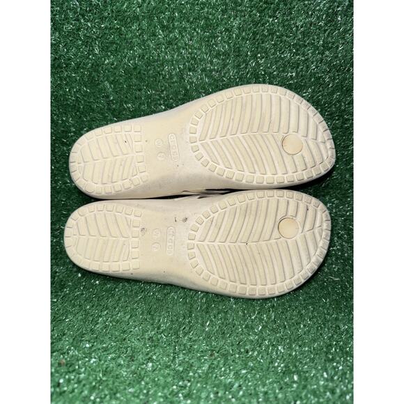 Crocs Kadee II Flip Flop Sandals Beige Tan Strappy Beach Slides Womens Size 7 - Picture 8 of 8